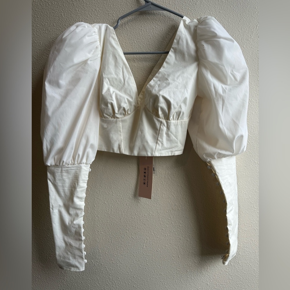 Oh Polly White Puff Sleeve Crop Blouse